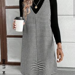 SHEIN LUNE Autumn/Winter New Leopard Print Strap Skirt Casual Street Airport Style Women Short Dress Leopard Dress Leopard Print Dress Jumper Dress Ov