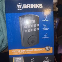 Brinks Keypad Electronic Deadbolt Matte Black One-Touch Locking Exterior