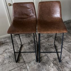 2 Faux Leather Stools 