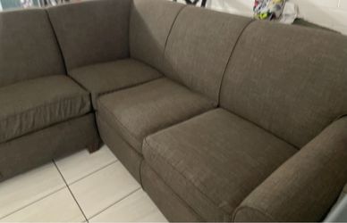 Brown Fabric L-Shaped Sectional Sofa