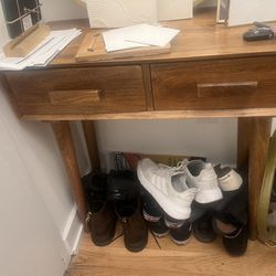 wood Entry Way Table With 2 Drawers Of Storage