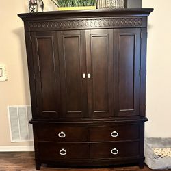 For Sale: Dark Cherry Wood Entertainment Center – Good Condition!