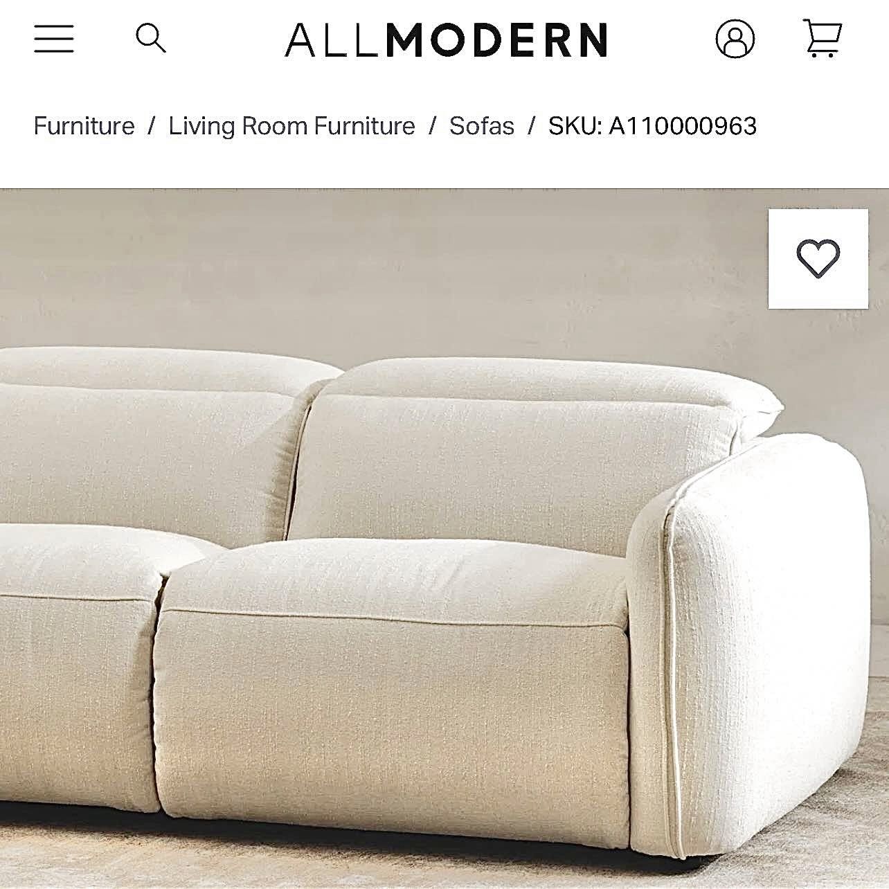 Free Delivery NEW FACTORY SEALED Power Recliner Luxury Sofa, Warm White Basketweave (Retail $4,000)