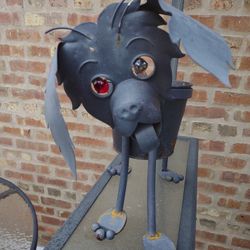 VERY CUTE METAL DOG FLOWER POT HOLDER