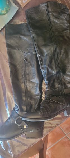 Black Leather  High Boots  Size #8
