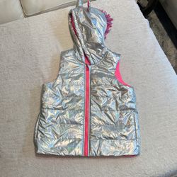 Iridescent Silver + HOT Pink UNICORN puffer vest 