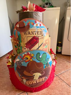 Cowboy three tier pinata with balls