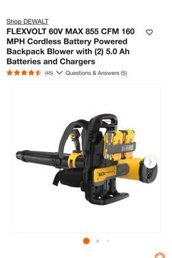 Shop DEWALT FLEXVOLT 60V MAX 855 CFM 160 MPH Cordless Battery Powered Backpack Blower no battery