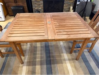 Restoration Hardware Teak outdoor table and two chairs