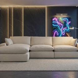 140 Inch Feather Cloud PLUSH 3-Piece Sectional