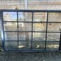 Large Industrial Style Wooden Antique Window