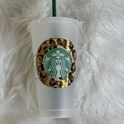 Custom Starbucks Leopard Reusable Cup 24oz