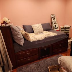 Twin Bed With Shelves and Drawers