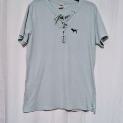 Victoria's Secret Pink Lace Up Green T-shirt Women's Medium