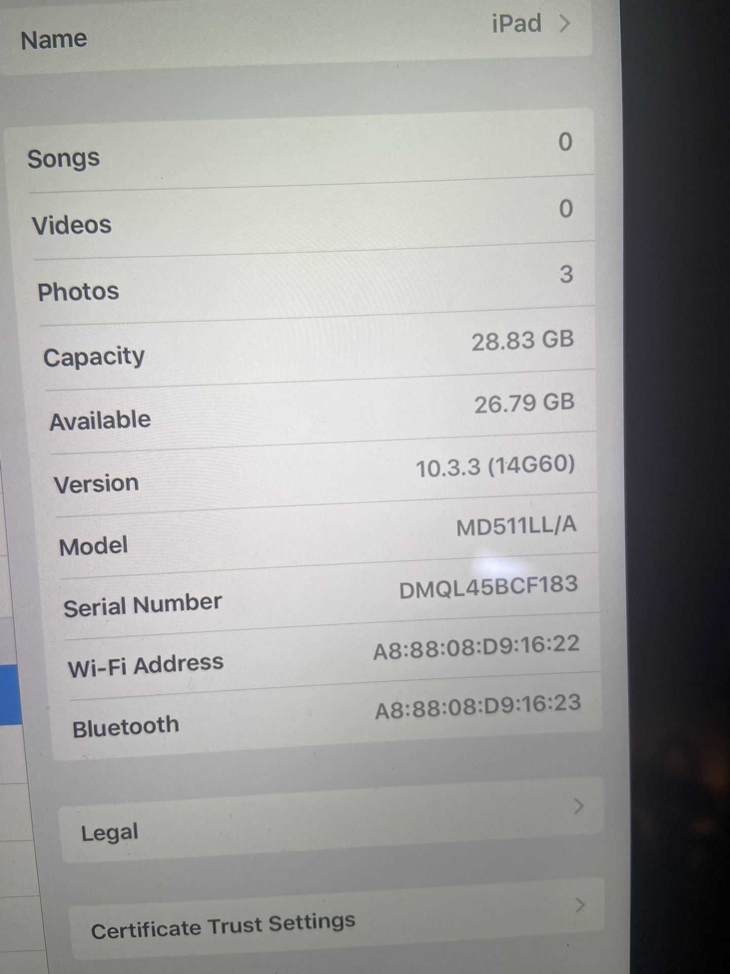 iPad Model MD511LL/A