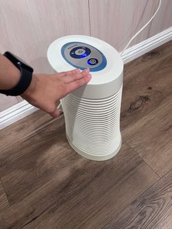 Beige Honeywell medium size fan for small rooms. Fan for bedroom. Works great! We just don't use
