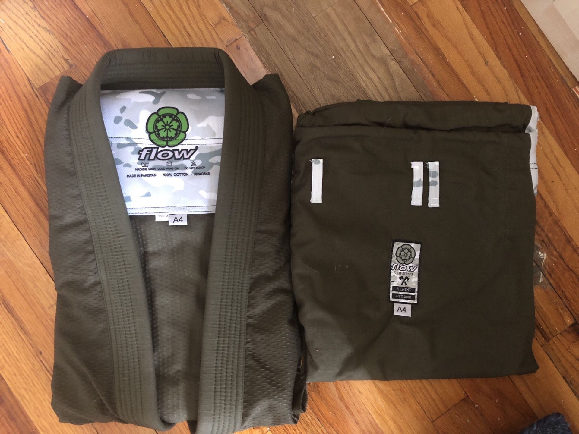 Flow Kimonos Alpine Pro BJJ Gi Olive Drab Green A4 free shipping
