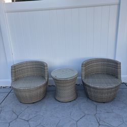 3 Piece Stackable Wicker Bistro Outdoor Patio Set