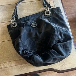Authentic Older Coach Bag Black W Leather Straps