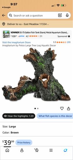 imagitarium Large Tree Log Aquatic Decor 13x10