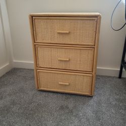 Set Of Bamboo/Rattan Side Tables/Drawers