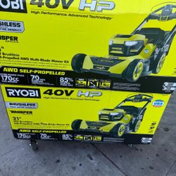 Ryobi 40V HP Brushless Whisper Series 21. in Walk Behind Self-Propelled All Wheel Drive Mower - (2) 6.0 Ah Batteries & Charger