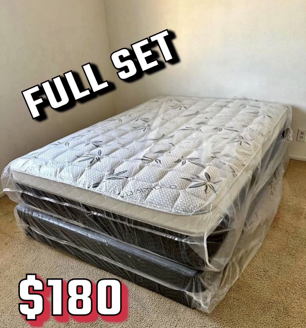 Full Size Pillow Top Mattress With Box Spring