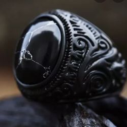 High Quality Stainless Steel Black Stone Ring 