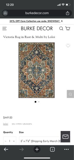 Brand By New 100% Wool Rug 5x7.6 Rust/Multi Colored