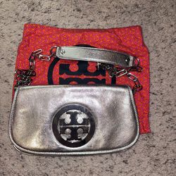 Tory Burch Reva Metallic Clutch