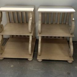 2 Antique White Traditional End Tables (New)