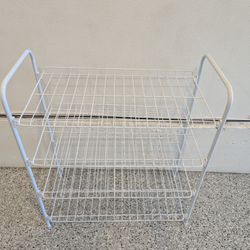 4-Tier White Metal Shoe Rack