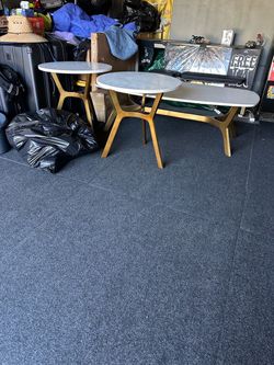 3-Piece Marble Top Coffee and Side Table Set