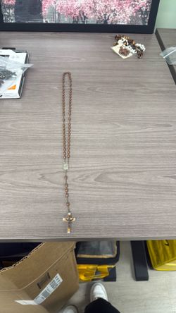 Brown Wood Bead Rosary with Crucifix