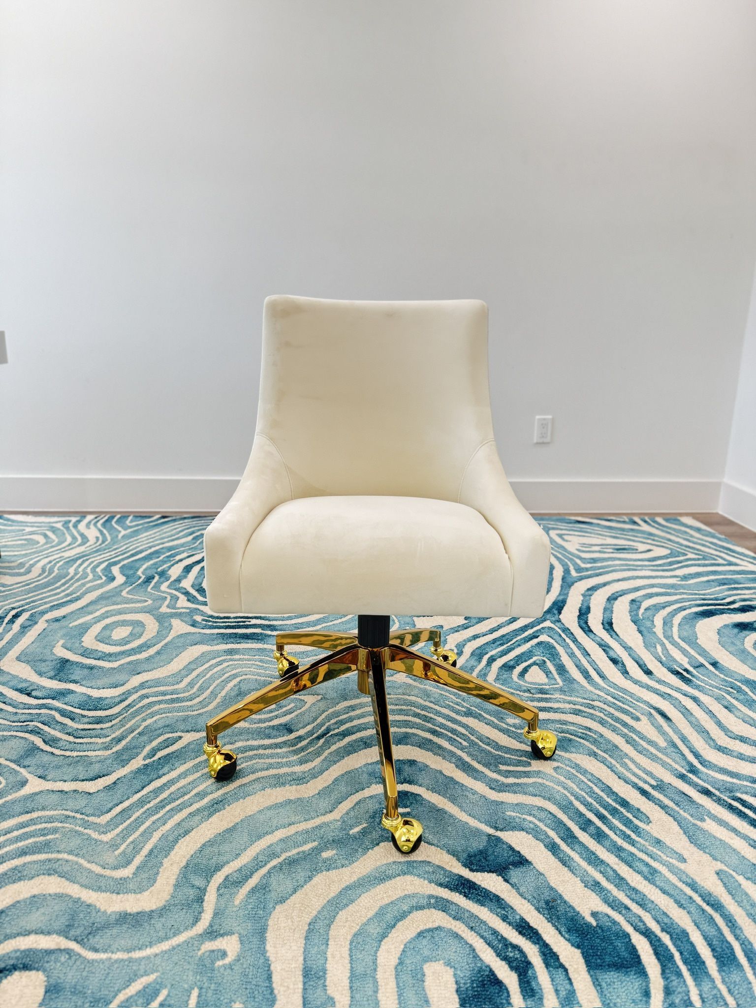 Velvet Cream Swivel Chair  