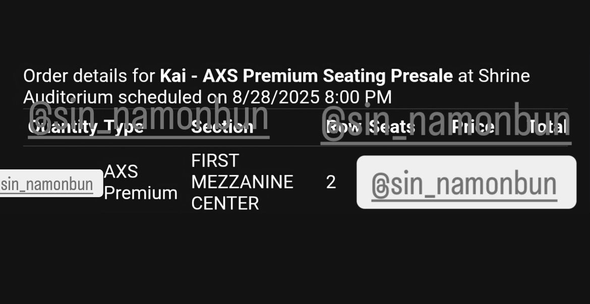 Kim Jongin EXO Kai Kaion Concert Ticket