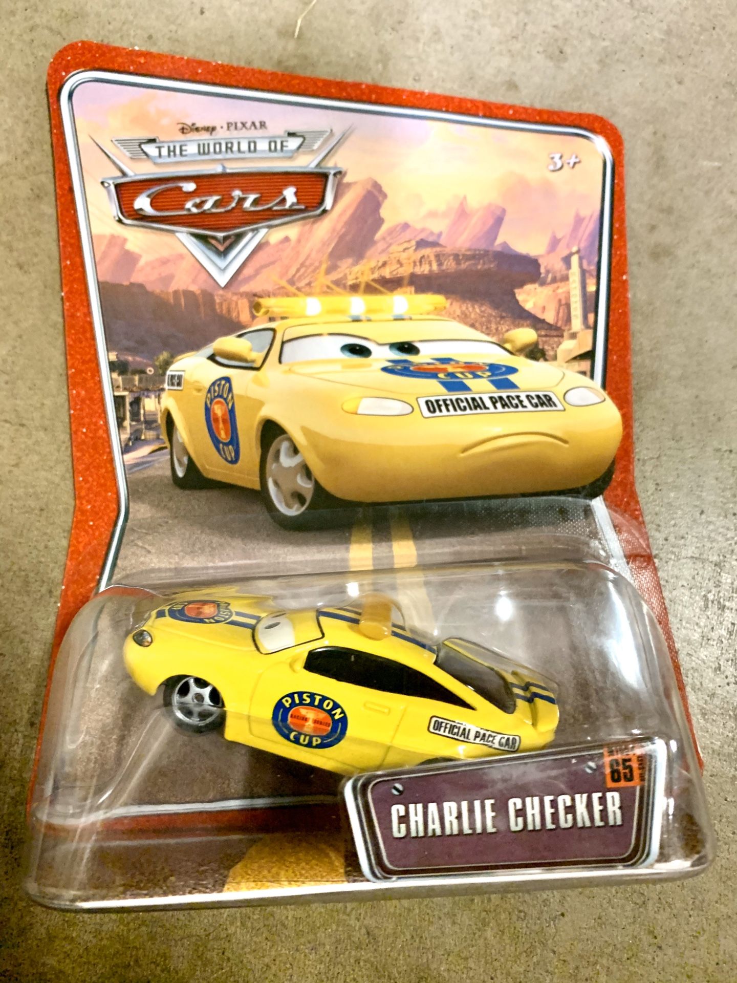 New Disney Pixar Cars #65 Charlie Checker Piston Cup Pace Car DieCast Toy Mattel