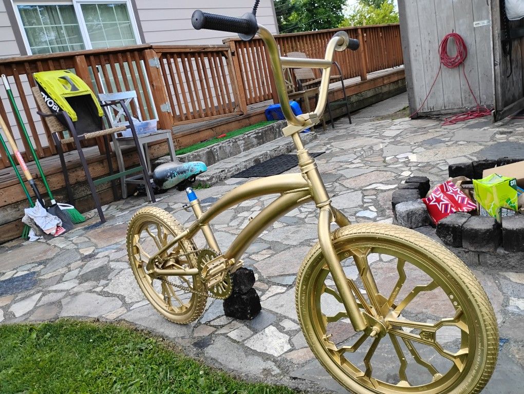 MK All Golden 20" Curved Frame Freestyle Competition BMX Bike