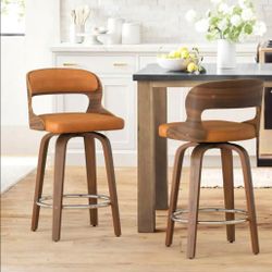New 26-inch Mid-Century Modern Swivel Bar Stools Set of 2