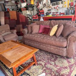 Living Room Set- Sofa, Chair, Coffee Table, Rug & Pillows!