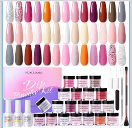 28 Pcs Dipping Powder Nail Kit - NICOLE DIARY 20 Colors Nude Glitter White Red Dip Nails Powder Starter Kit with Acrylic Dip Powder Colors Liquid Set