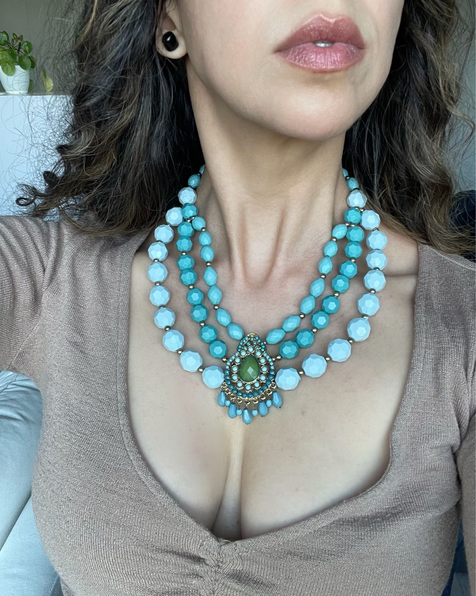 Turquoise Colored Beaded Necklace