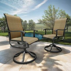Set of 2 Swivel Patio Dining Chairs