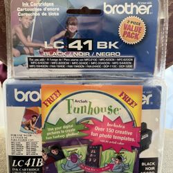 New Genuine Brother LC41BK Black Ink Cartridges Twin Pack LC41BK  