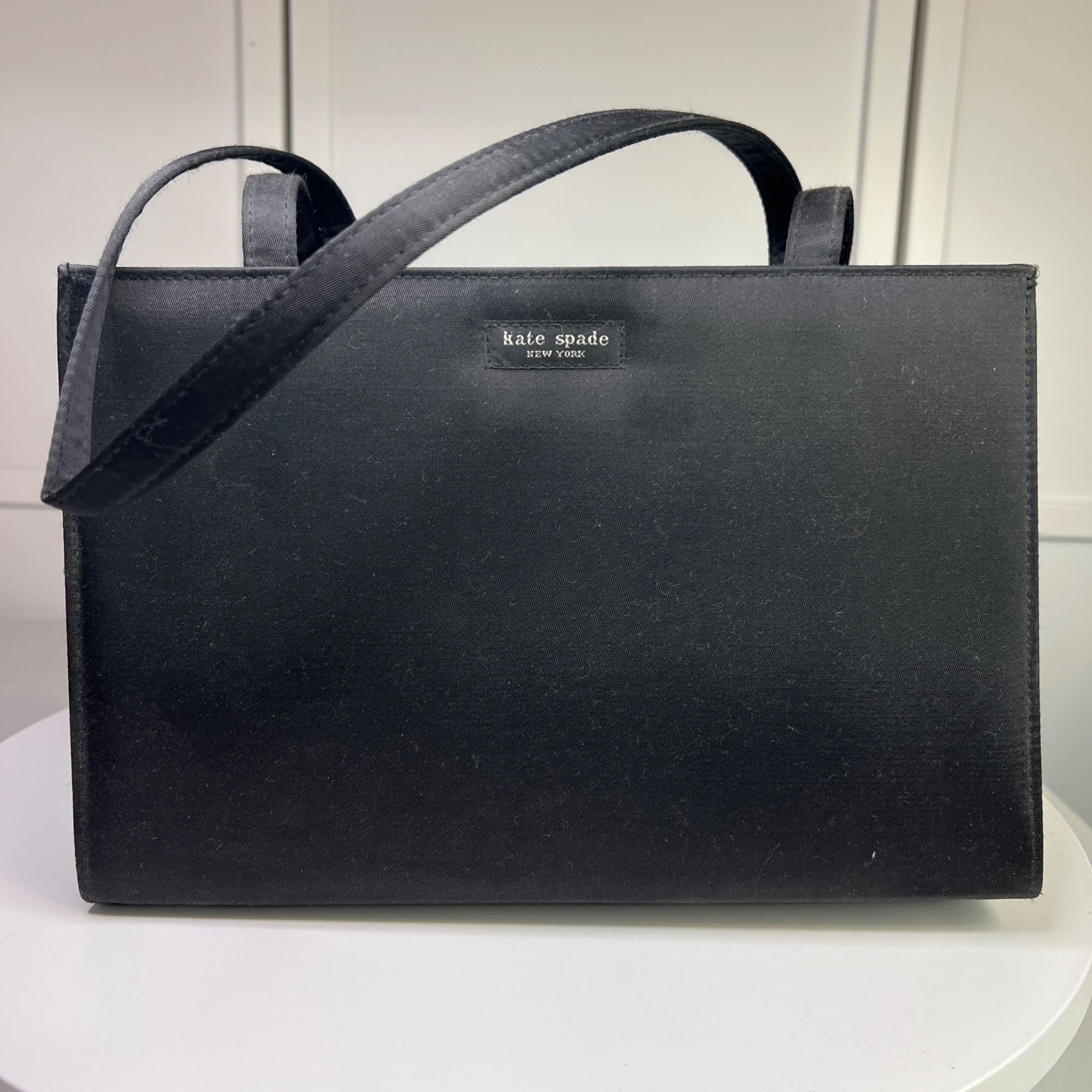 Kate Spade Black Vintage 1990s Nylon Shoulder Bag With Gingham Lining