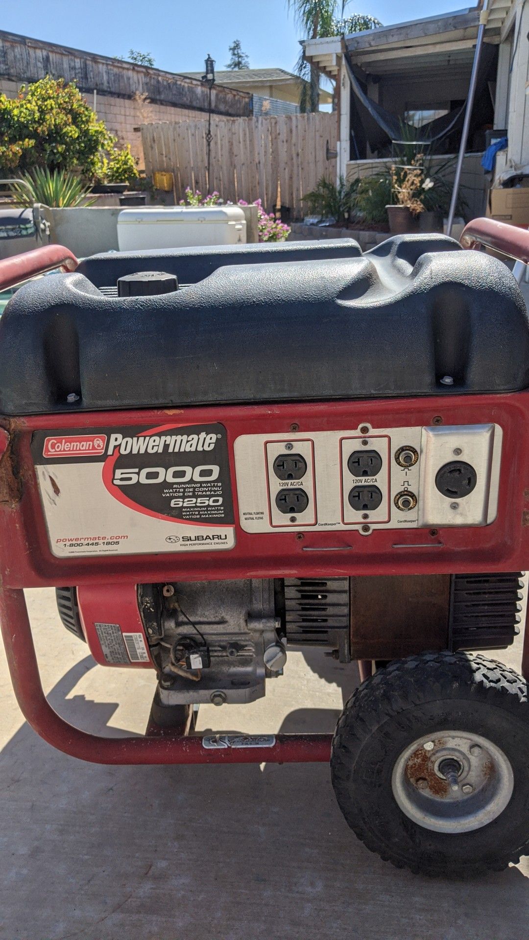 Coleman 5000 watt generator. With Subaru engine