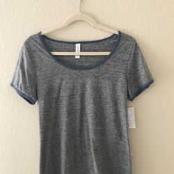 LuLaRoe Classic Tee - Gray with Navy Blue Piping