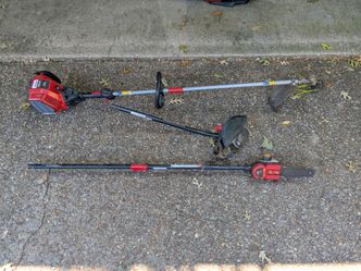 Troy Bilt 4 cycle Weed Trimmer + Attachments