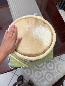 Traditional Dominican animal leather drum ( tambora)