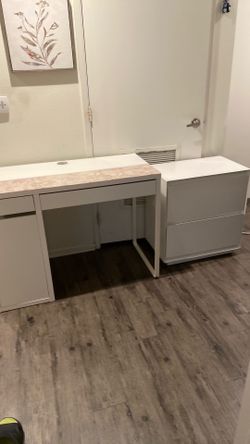 Desk and cabinets white